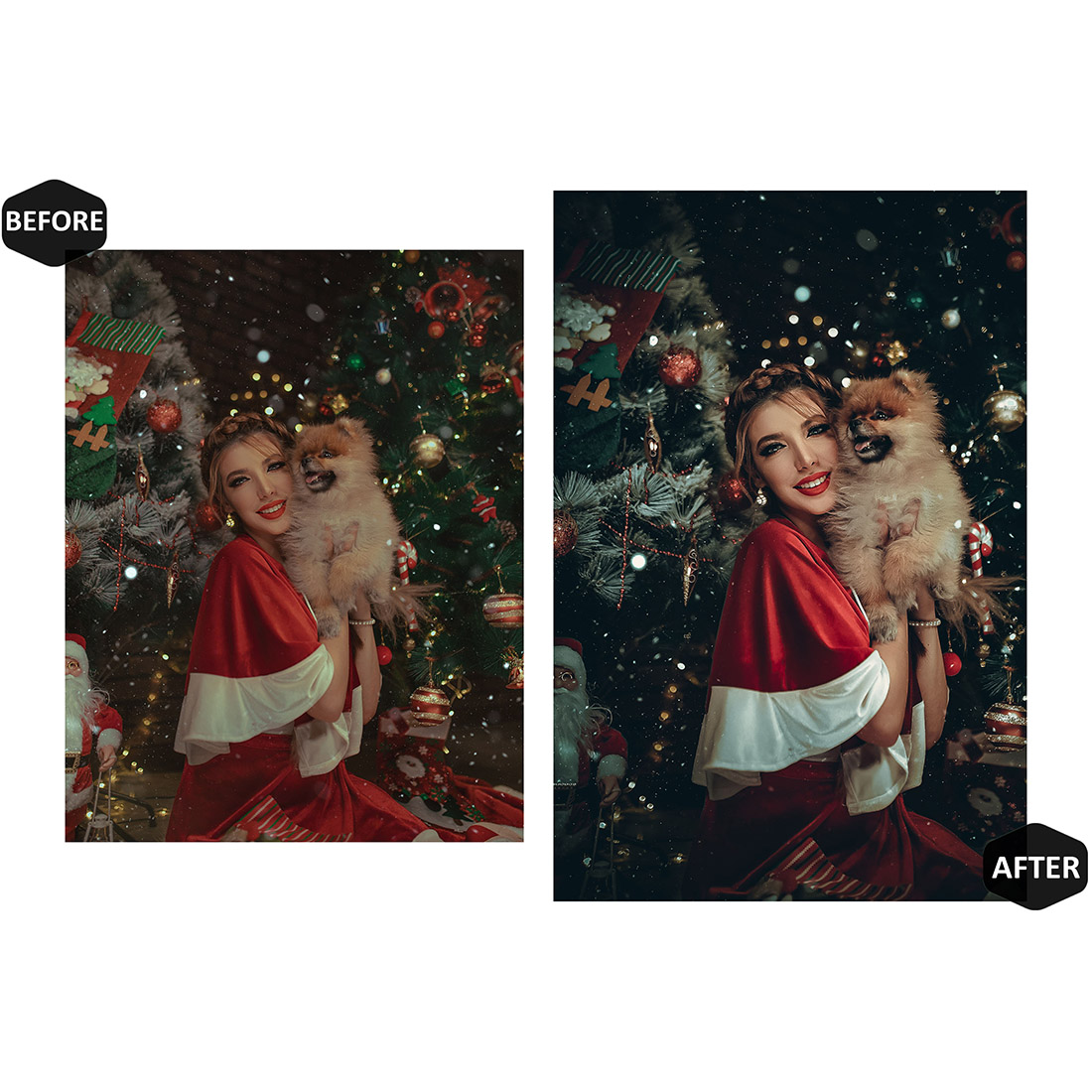 12 Festive Xmas Lightroom Presets, Christmas Mobile Preset, Moody Holiday Desktop LR Filter Scheme Lifestyle Theme For Portrait, Instagram preview image.