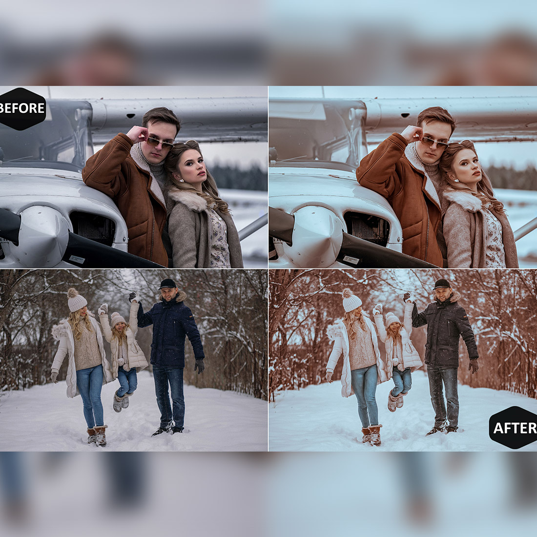 12 Winter Holidays Lightroom Presets, Xmas Mobile Preset, Cocoa Desktop, Blogger And Lifestyle Theme For Instagram LR Filter DNG Portrait preview image.