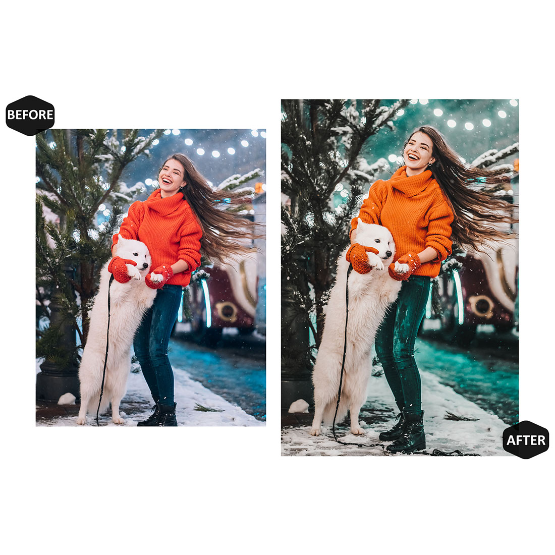 12 Christmas Lightroom Presets, Happy Xmas Mobile Preset, Holiday Desktop, Lifestyle Portrait Theme For Instagram LR Filter DNG Bright preview image.