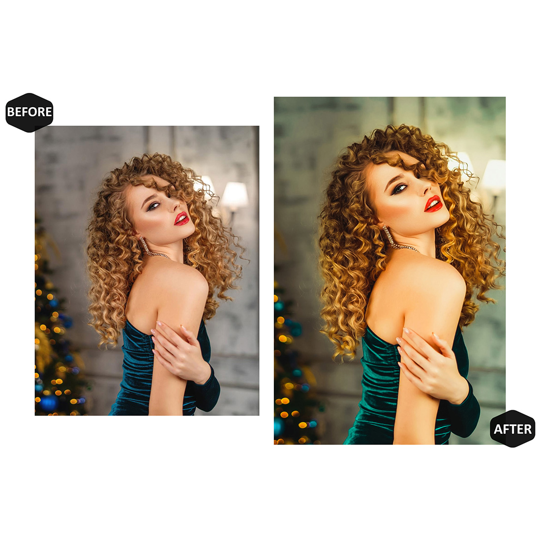 12 Christmas Lightroom Presets, Chic Xmas Mobile Preset, Winter Desktop, Lifestyle Portrait Theme For Instagram LR Filter DNG Holiday Lux preview image.