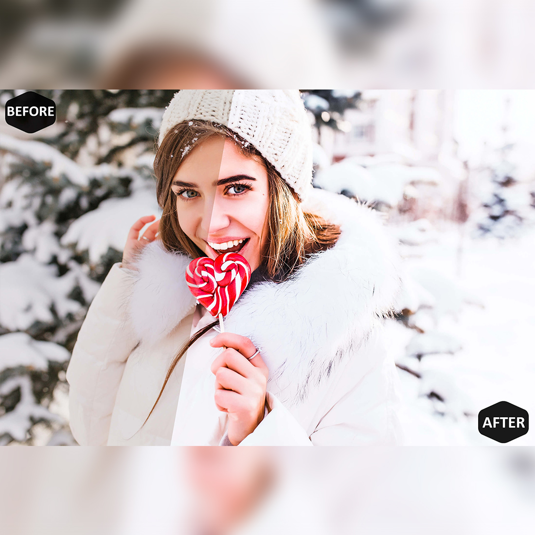 12 Christmas In Bright Lightroom Presets, Xmas Mobile Preset, Holiday Desktop, Lifestyle Theme For Instagram Blogger LR Filter DNG Portrait preview image.