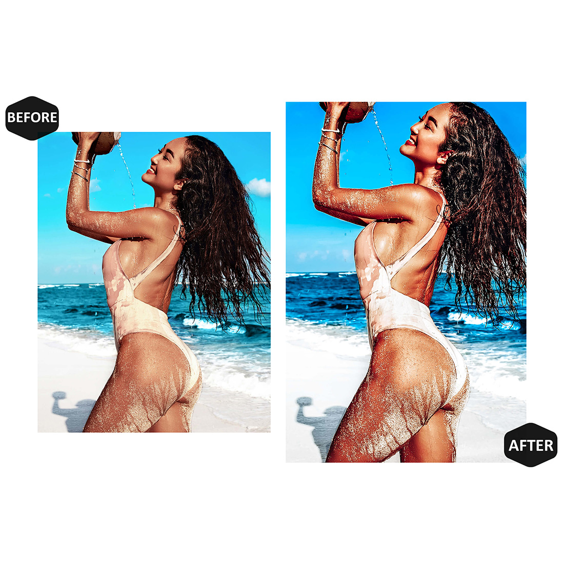 12 A Summer Day Lightroom Presets, Ocean Blue Mobile Preset, Beach Desktop Lifestyle Portrait Theme For Instagram LR Filter DNG Sexy Aqua preview image.