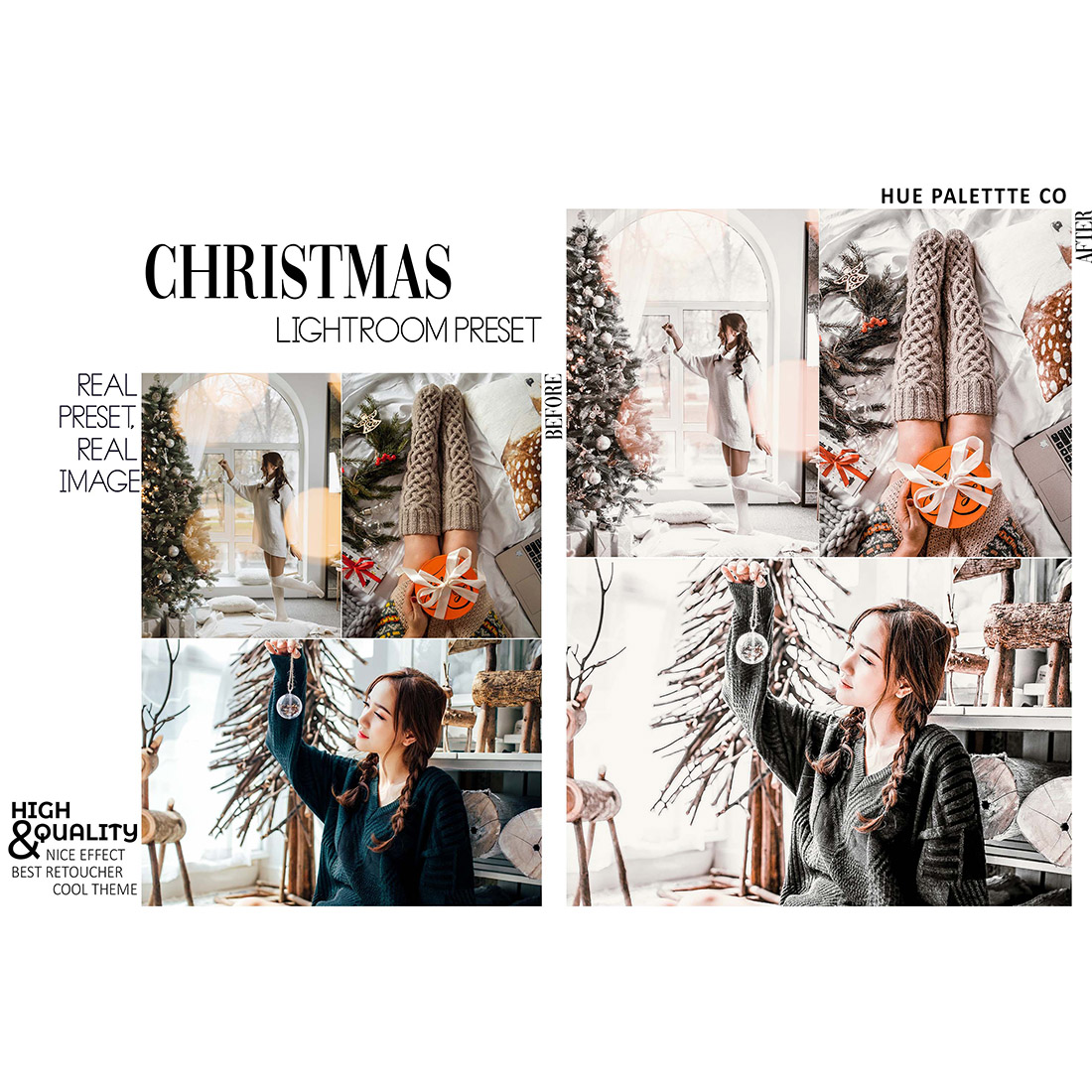 12 Winter Is Here Lightroom Presets, Clean Mobile Preset, Christmas Desktop LR Lifestyle DNG Instagram Bright Filter Theme Portrait Season preview image.