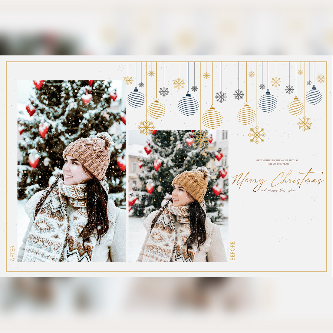 12 Happy Holiday Lightroom Presets, Christmas Mobile Preset, Cold Desktop LR Filter DNG Portrait Instagram Theme For Lifestyle, Scheme preview image.