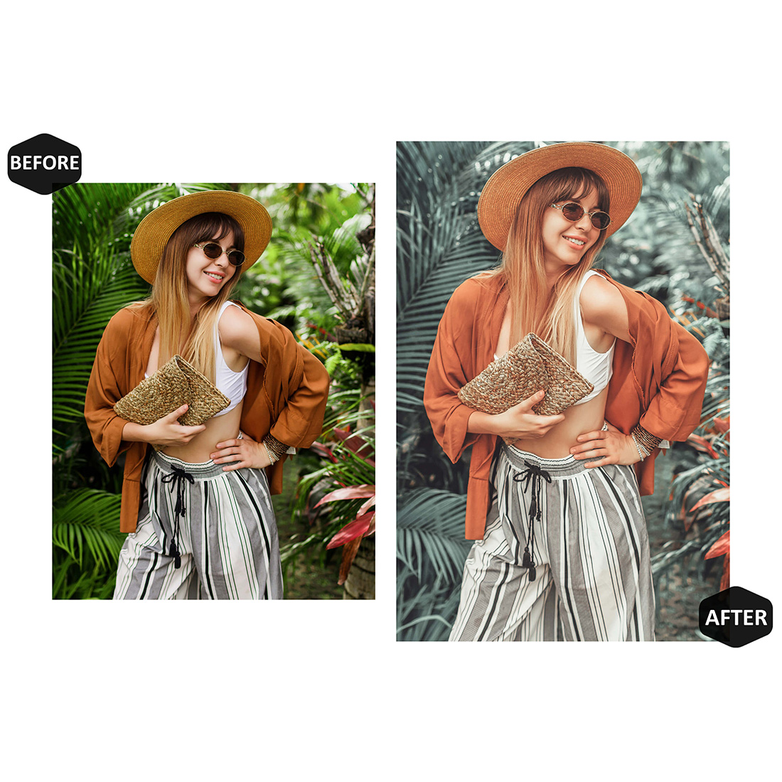 18 Matty Summer Lightroom Presets, Green Avocado Mobile Preset, Tropical Forest Desktop Lifestyle Portrait Theme For Instagram LR Filter DNG preview image.