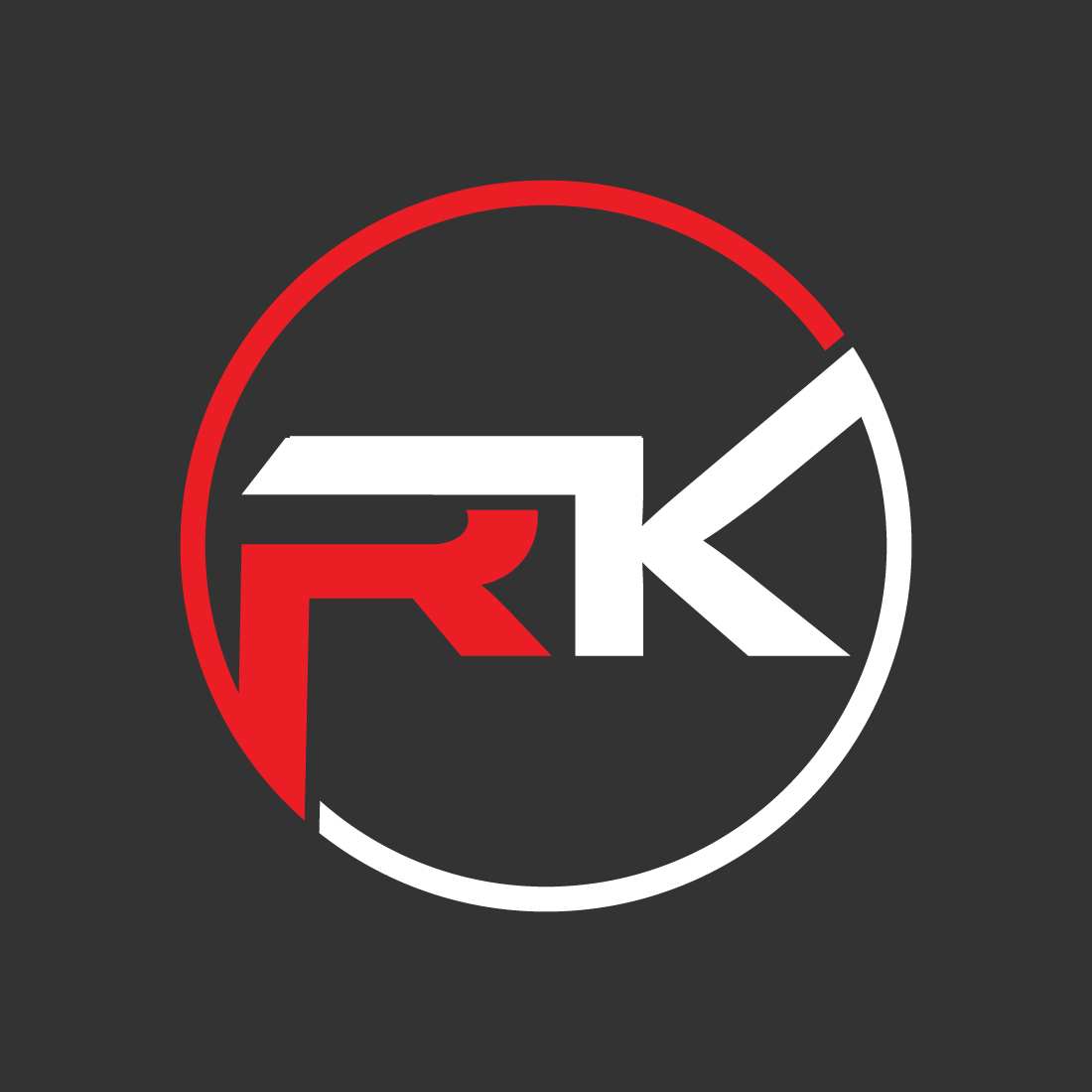 Circle RK letter logo template design preview image.