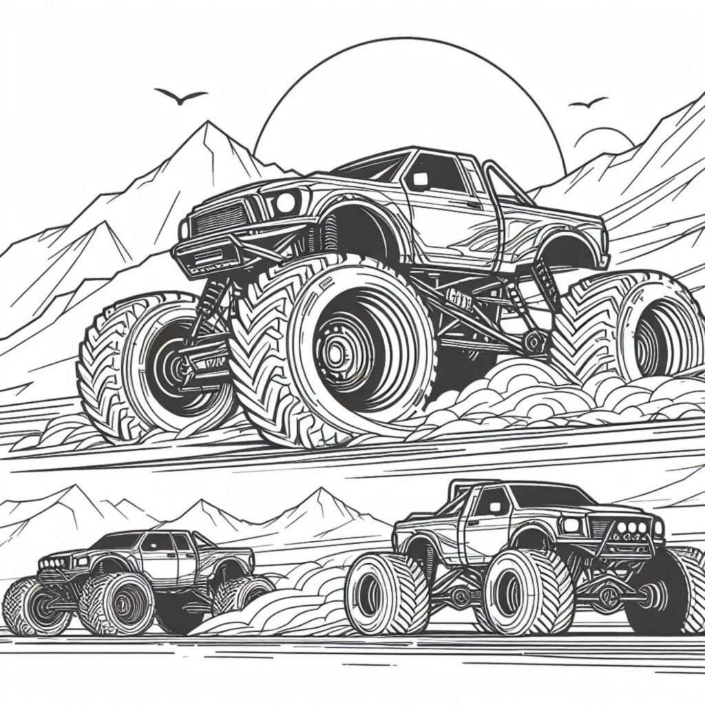 15 Lamborghini and Monster Truck Coloring pages in just 10$ - MasterBundles