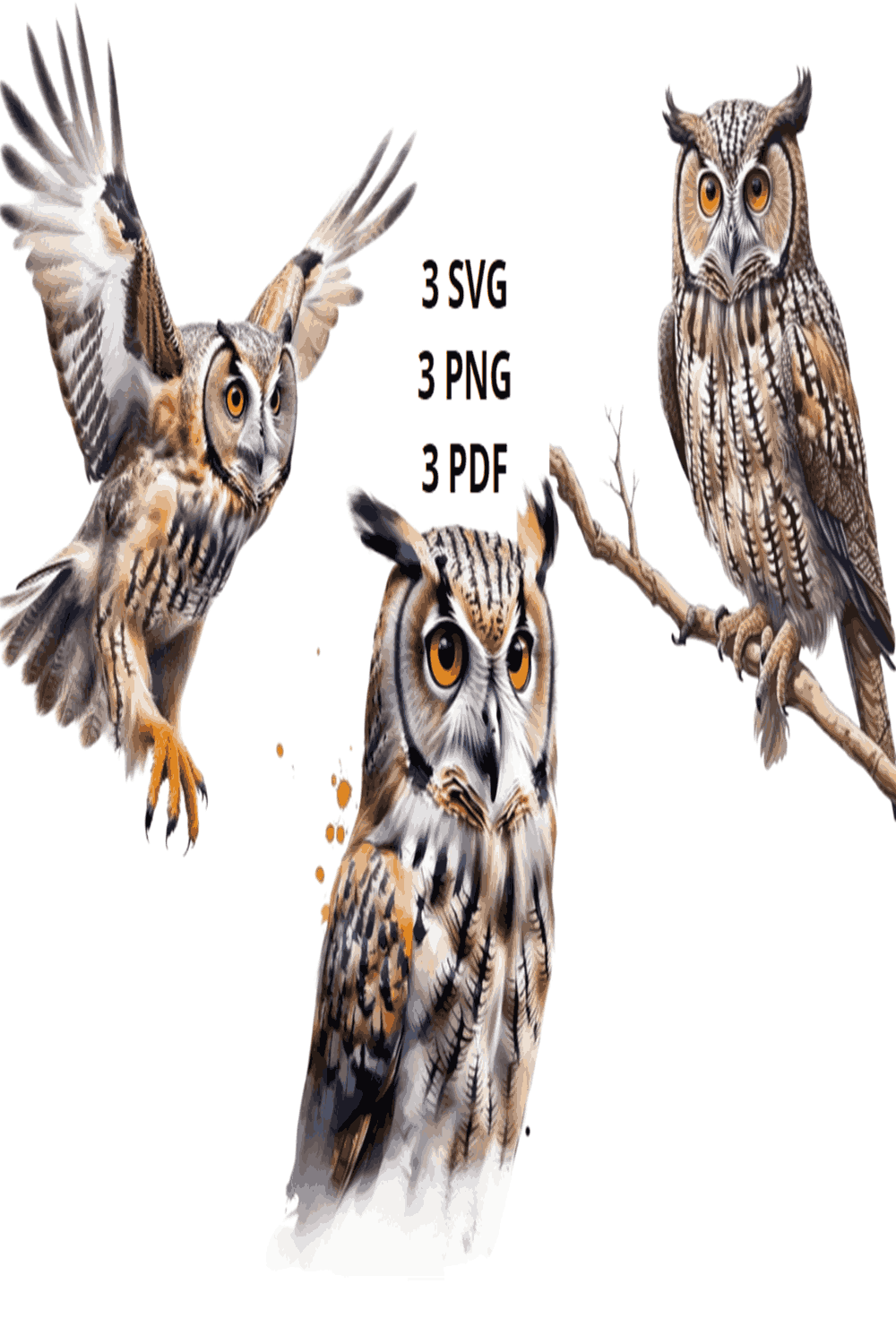 Owl SVG Owl svg 3 bundle Owl clipart Svg birds Templates and decals Clip art and ready-made images pinterest preview image.