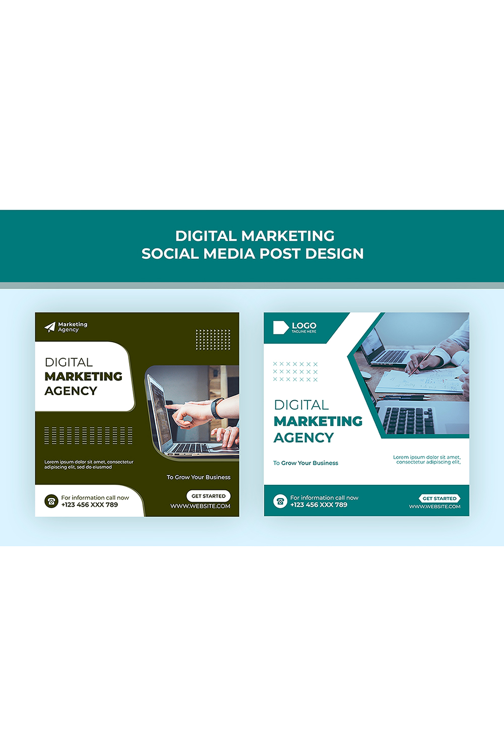 Digital Marketing Social Media Post Design Templates pinterest preview image.
