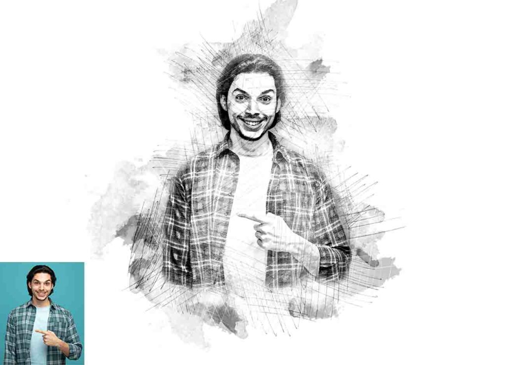 Sketch Watercolor Effect Photoshop Action - MasterBundles