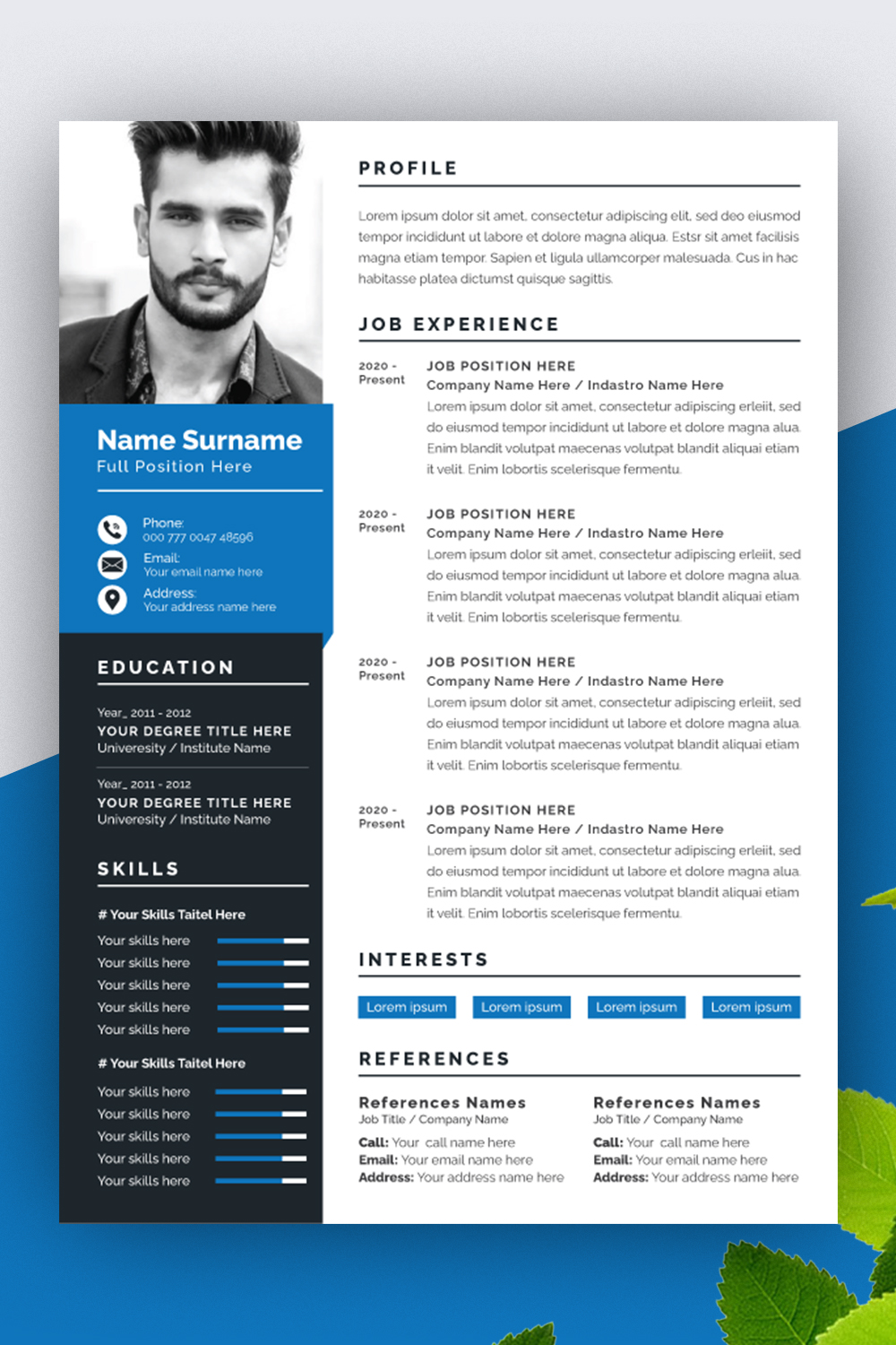 Business Resume Template pinterest preview image.