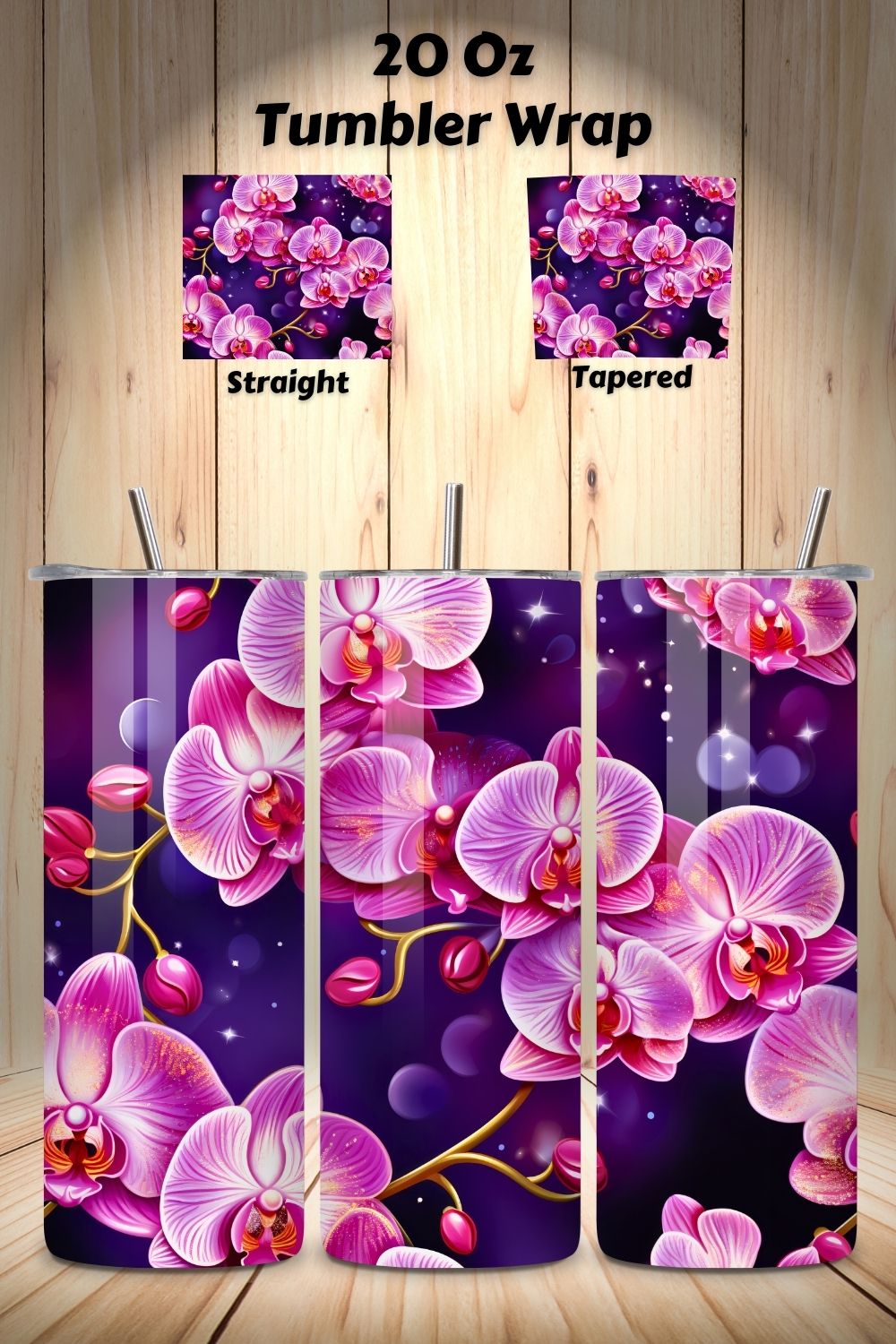 Celestial Orchid Tumbler Wrap, Seamless Design PNG, lower pattern, flower tumbler wrap, orchid flowers pinterest preview image.