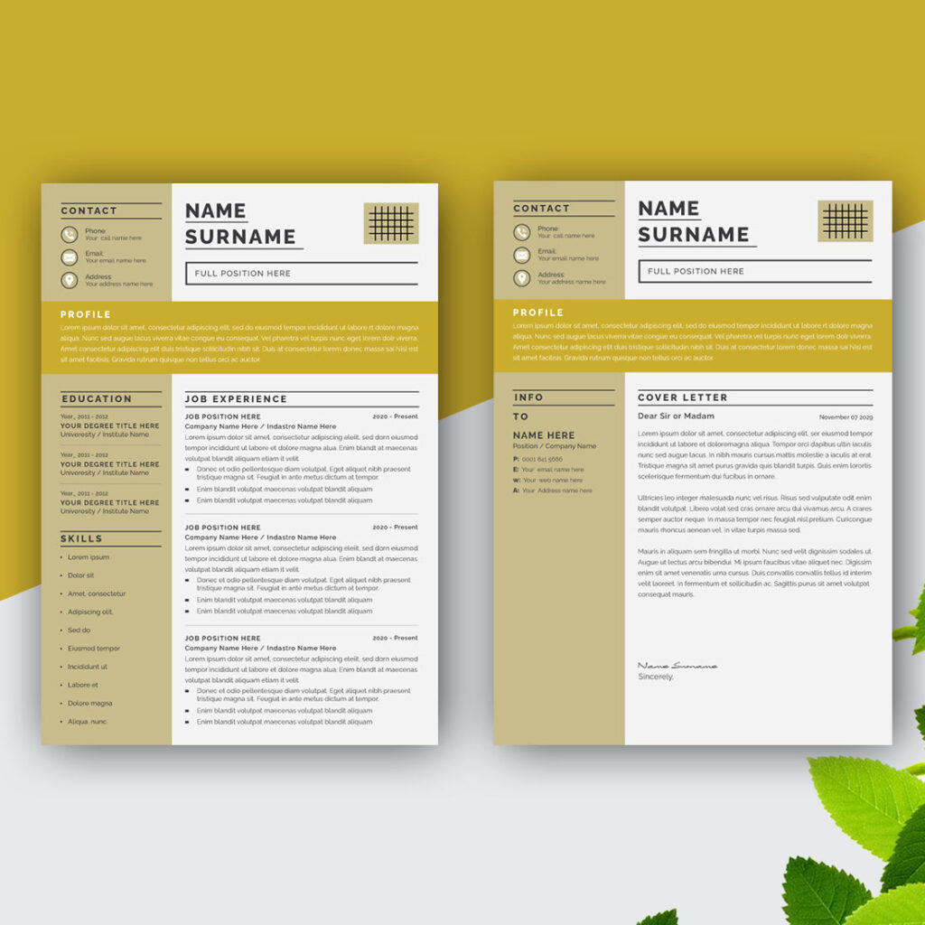 Creative Resume Layout with Cover Letter - MasterBundles