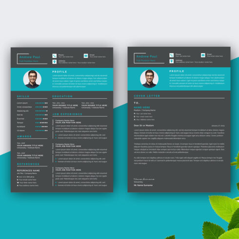 Professional Black Resume Template Design cover image.