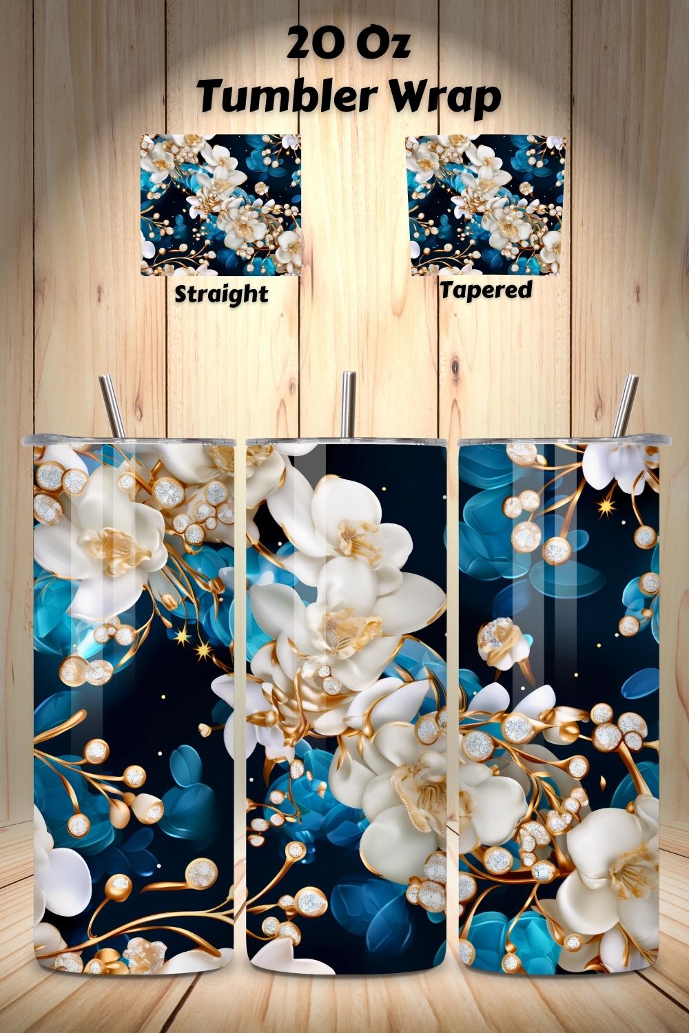 Celestial Orchid Elegance Tumbler Wrap, Seamless Design PNG, 3d flowers, 3d orchids, 3d tumbler design, 3d tumbler wrap pinterest preview image.
