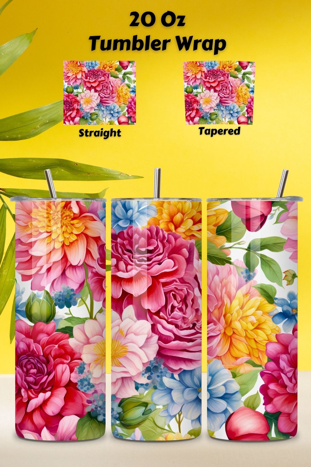 Spring Blooms Tumbler Wrap, Sublimation PNG design, PNG, skinny tumbler, sublimation designs, sublimation tumbler, tumbler sublimation, tumbler wrap pinterest preview image.