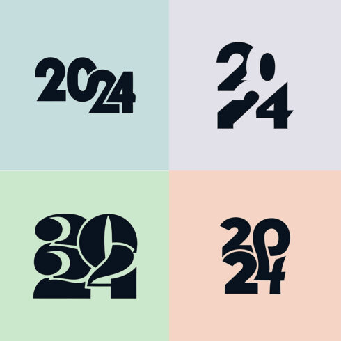 4 Set of 2024 number design template 2024 cover image.