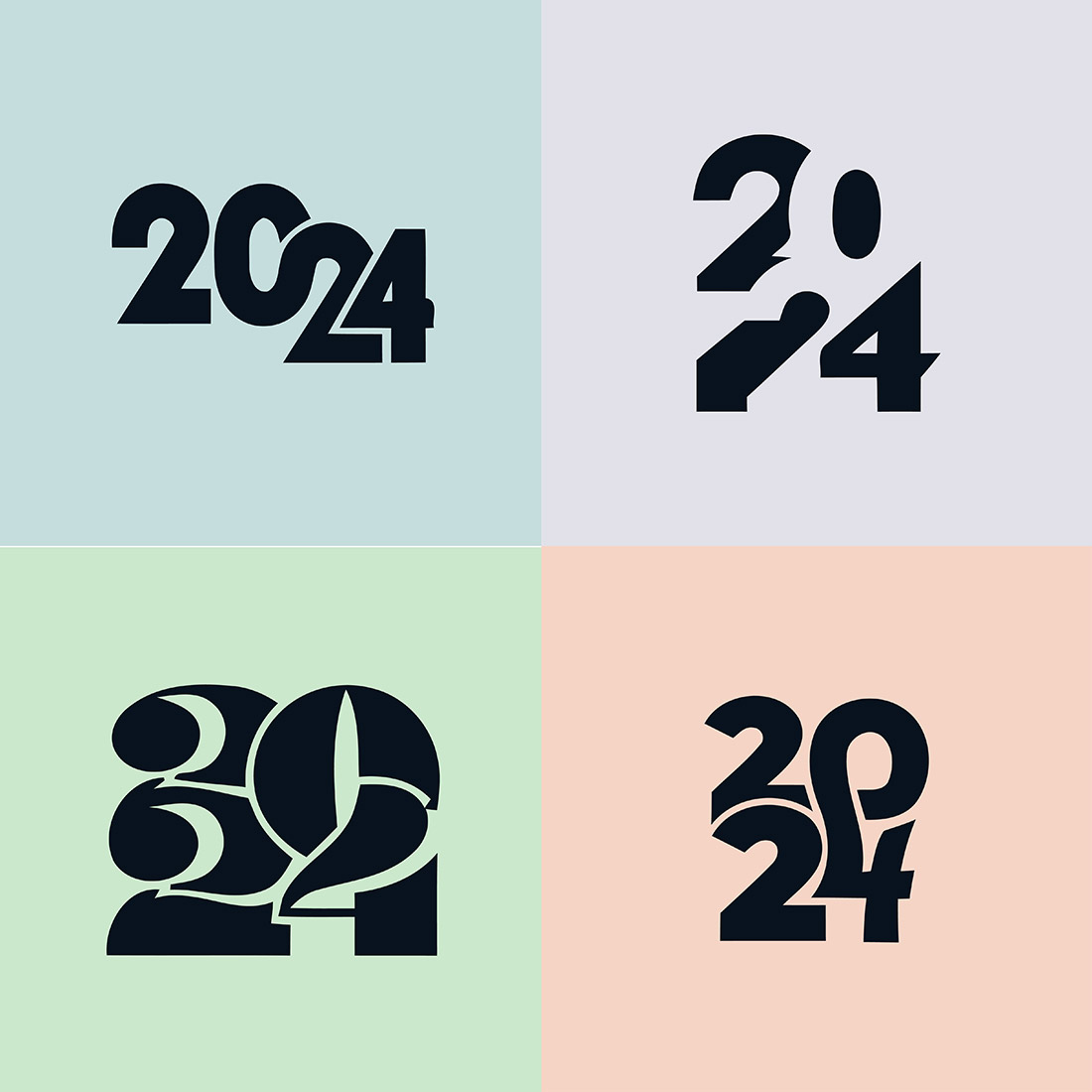 4 Set Of 2024 Number Design Template 2024 MasterBundles   9 907 