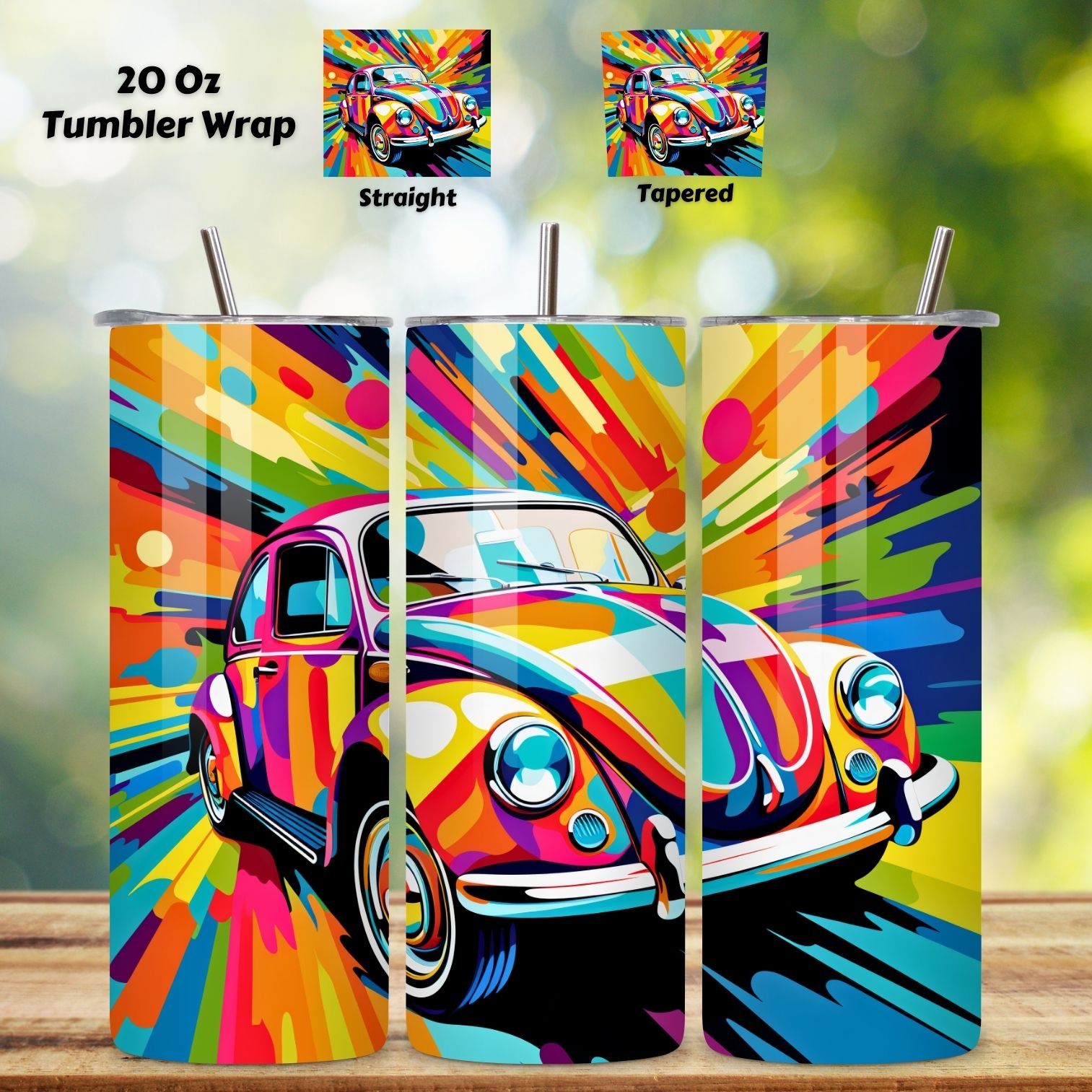 Pop Art Car Tumbler Wrap, Sublimation 20oz PNG, car tumbler wrap, classic car tumbler, muscle car tumbler, old car tumbler cover image.