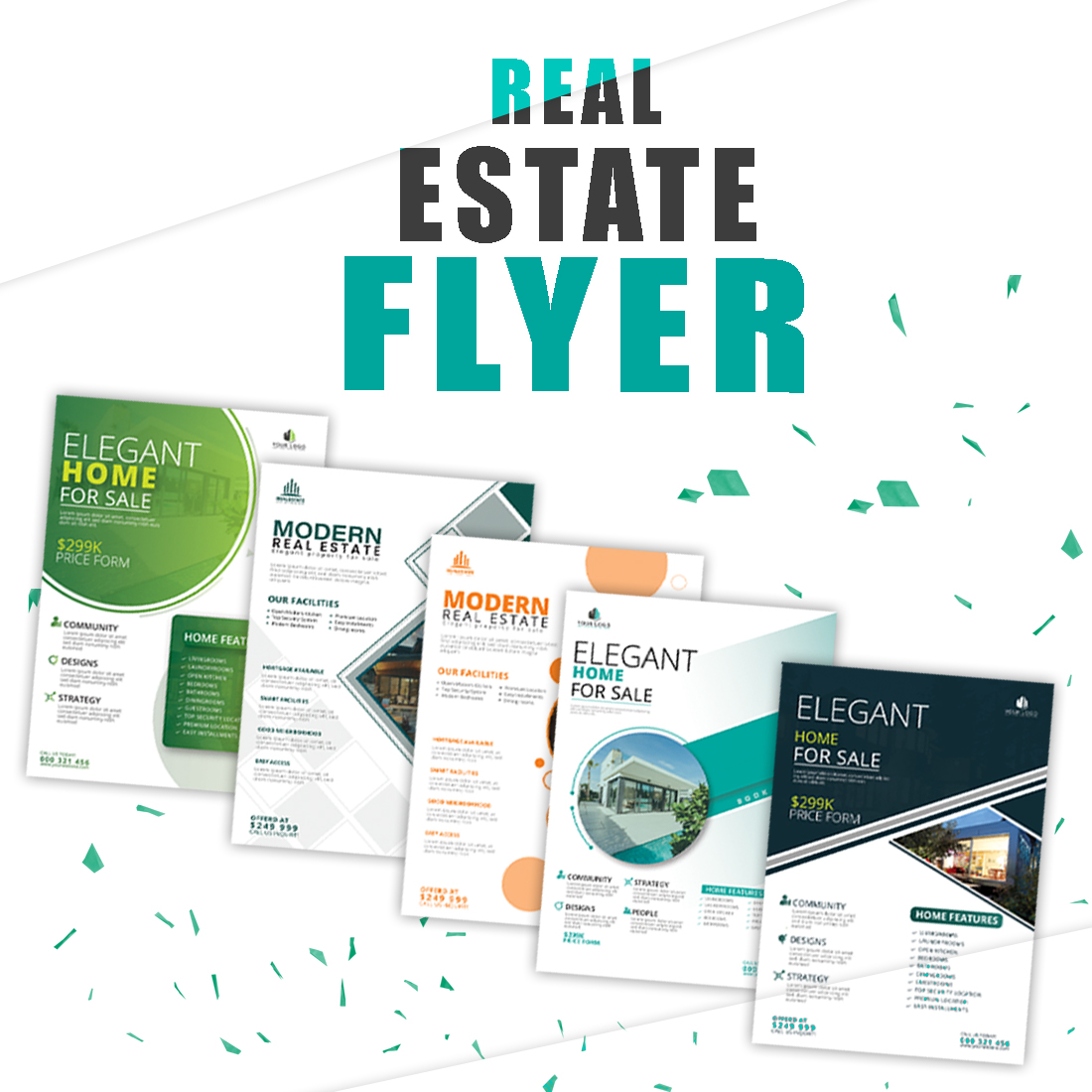 Best 5 Unique Real Estate Flyer Templates - only 15$ preview image.