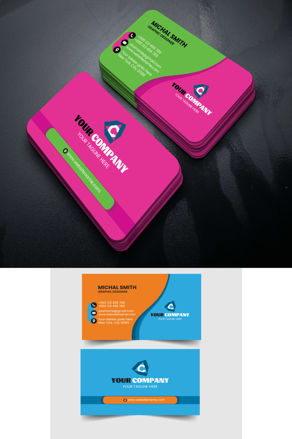 Business Card Design 4 Color variant included pinterest preview image.