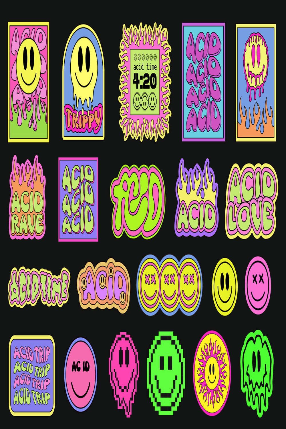 ACID LOVE STICKERS pinterest preview image.