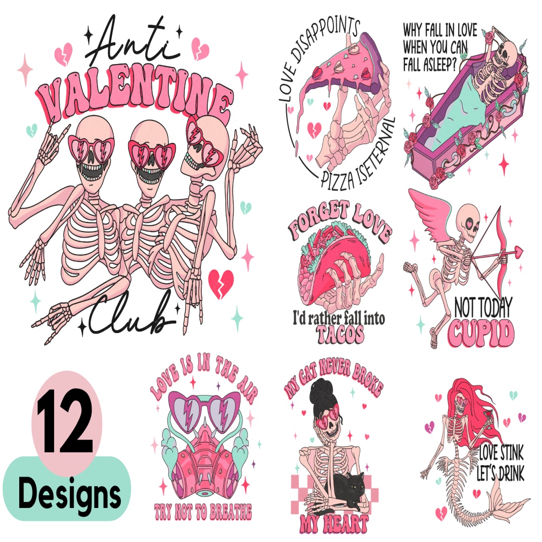 Anti Valentine Day Clipart Bundle cover image.