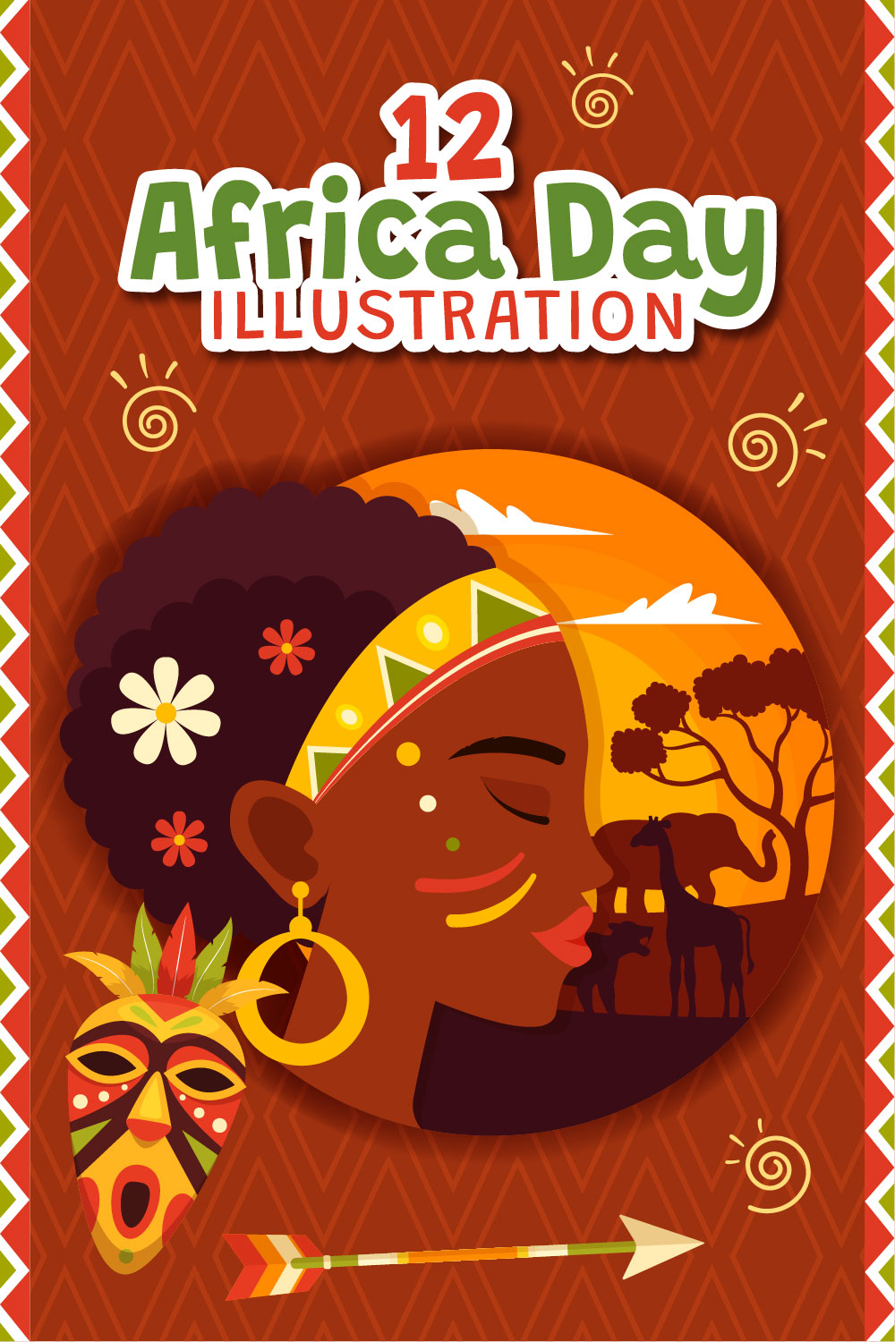 12 Happy Africa Day Illustration pinterest preview image.