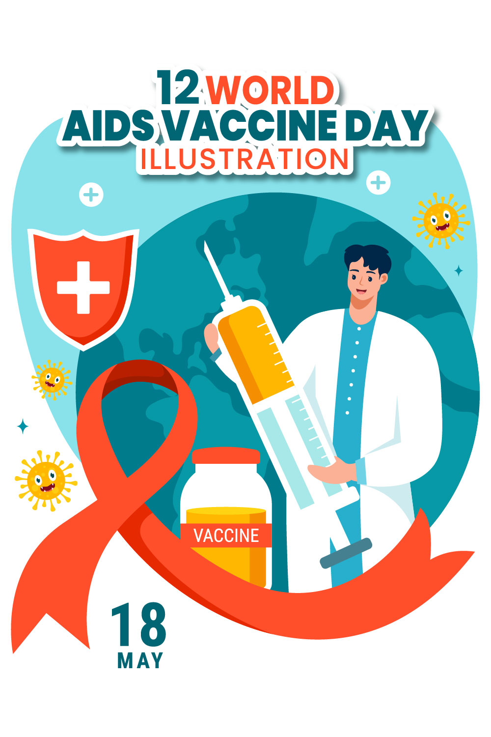 12 World Aids Vaccine Day Illustration pinterest preview image.