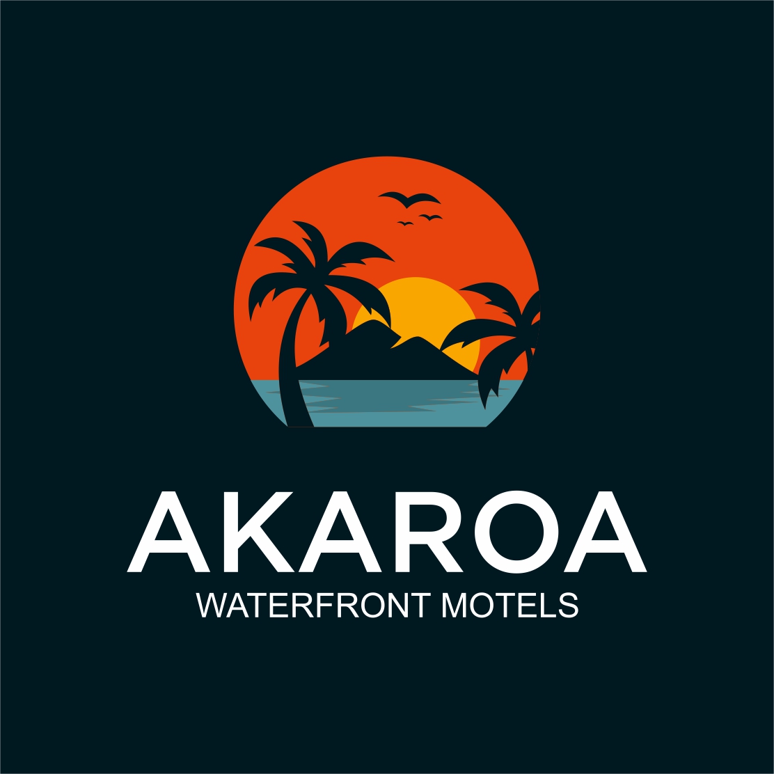 vacation rental logo design inspiration, motel, sea landscape vector with mountains - only 9$ preview image.
