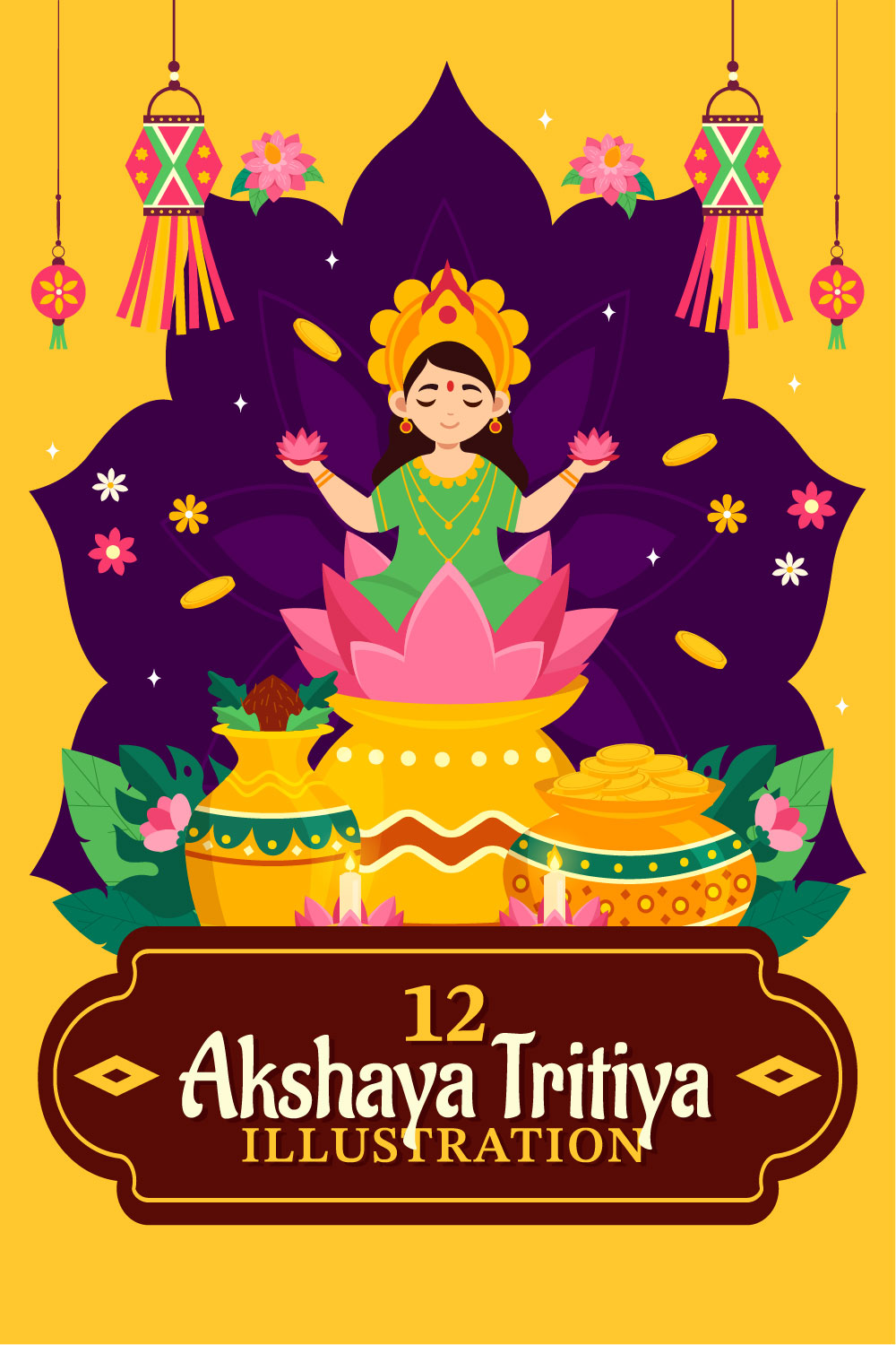 12 Akshaya Tritiya Festival Illustration pinterest preview image.