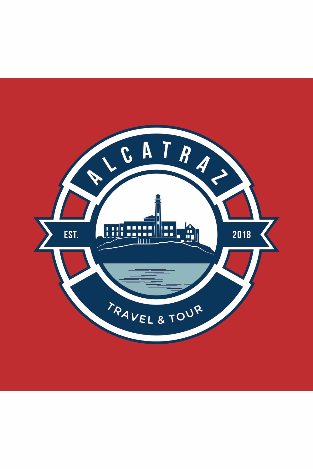 Alcatraz prison tour logo design template - only 8$ pinterest preview image.