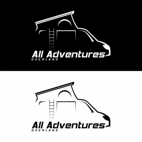 Camper van or recreational vehicle (RV) adventure car logo template, travel and recreation vector design - only 7$ cover image.
