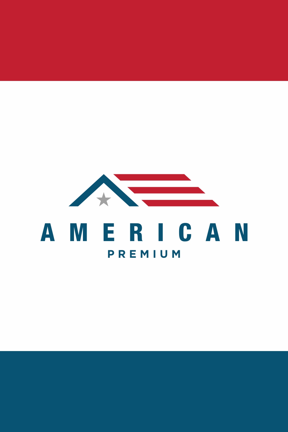 House logo design template, house roof icon Construction emblem American flag vector illustration - only 7$ pinterest preview image.