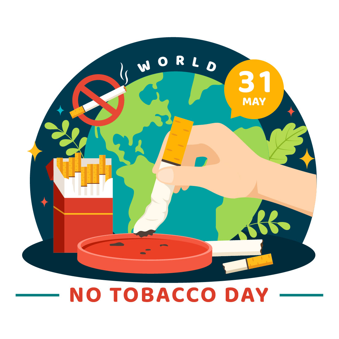 12 World No Tobacco Day Illustration preview image.