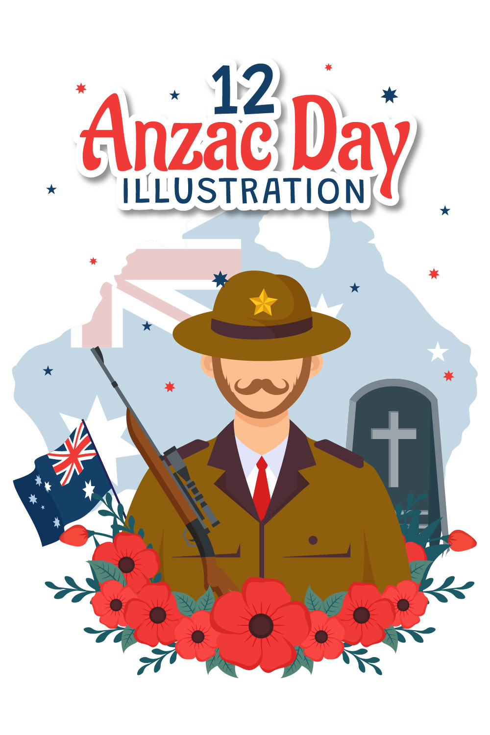 12 Anzac Day Illustration pinterest preview image.