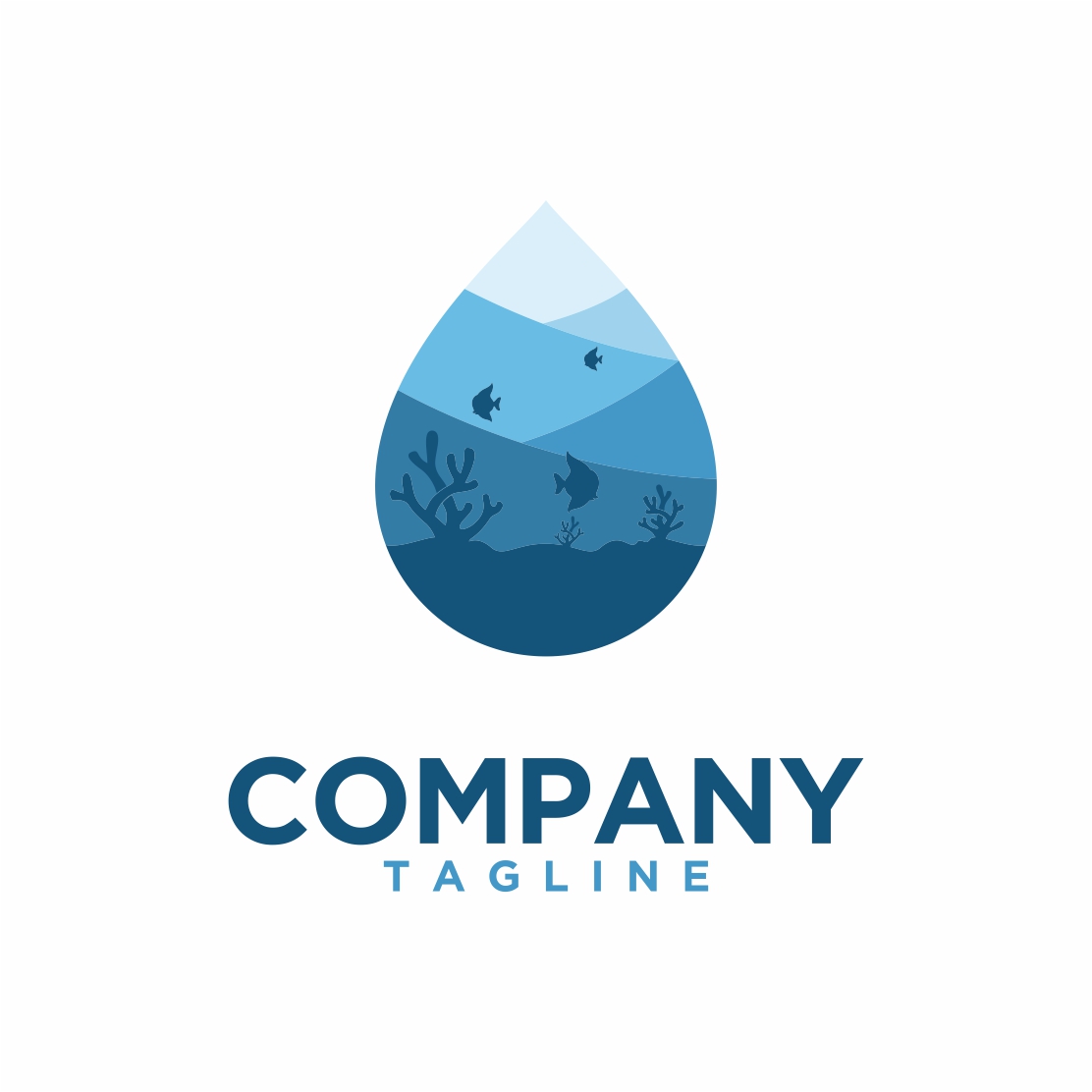 Coral reef tourism logo design template, water tourism logo - only 7$ preview image.
