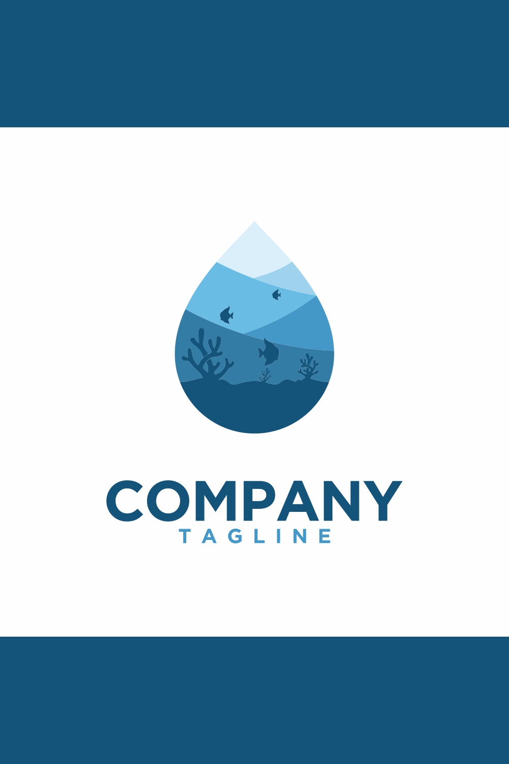 Coral reef tourism logo design template, water tourism logo - only 7$ pinterest preview image.