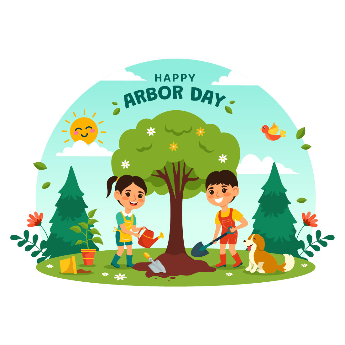 12 Happy Arbor Day Illustration preview image.