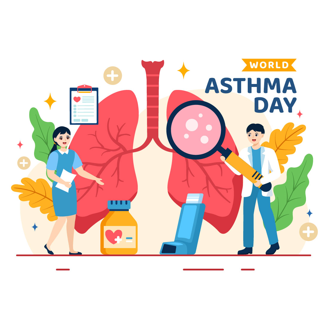 12 World Asthma Day Illustration preview image.
