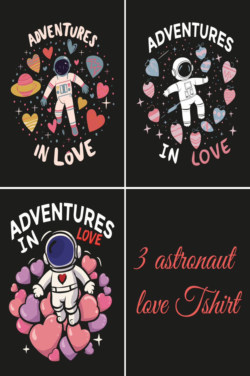 Astronaut adventures valentines - 3 tshirt pinterest preview image.