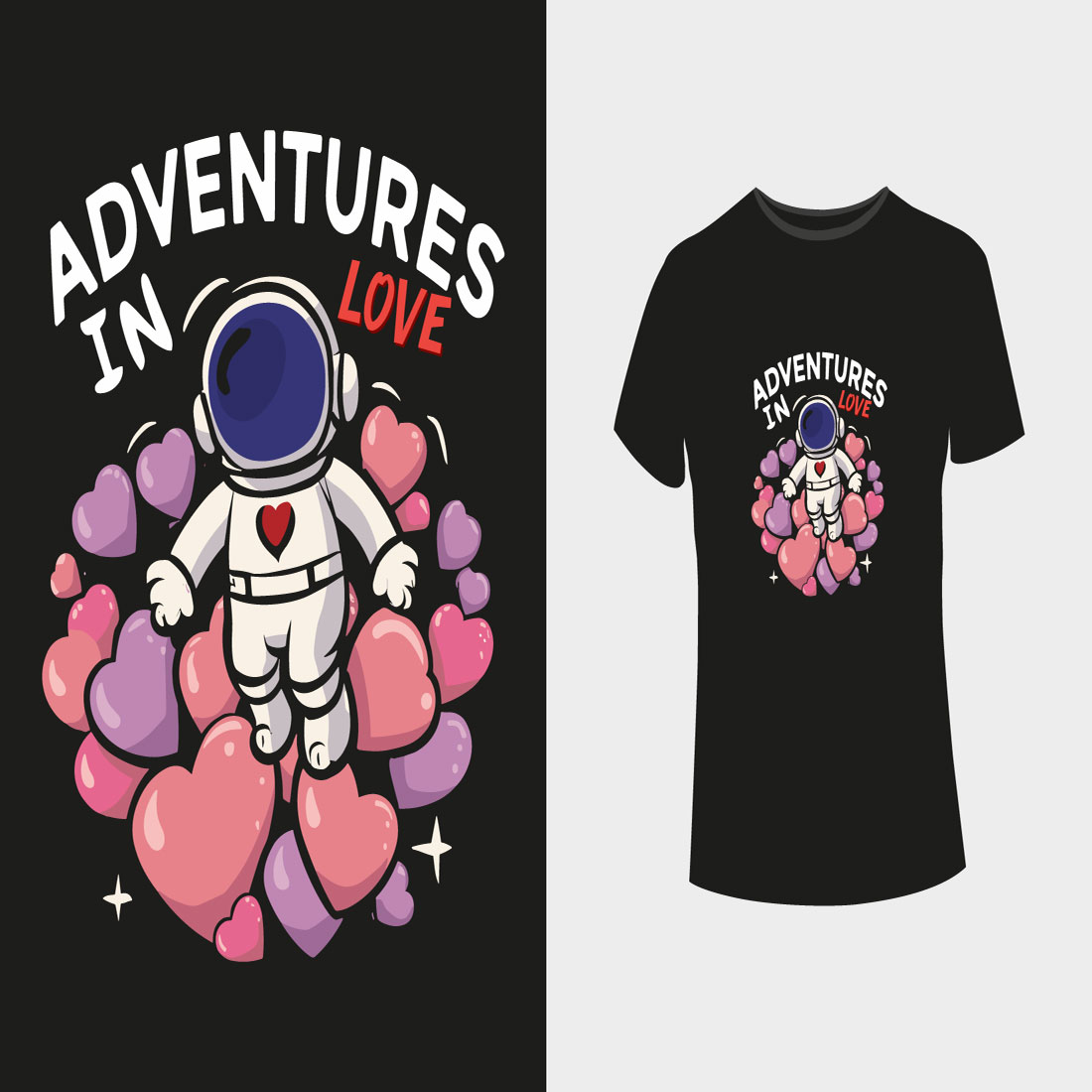 Astronaut adventures valentines - 3 tshirt preview image.