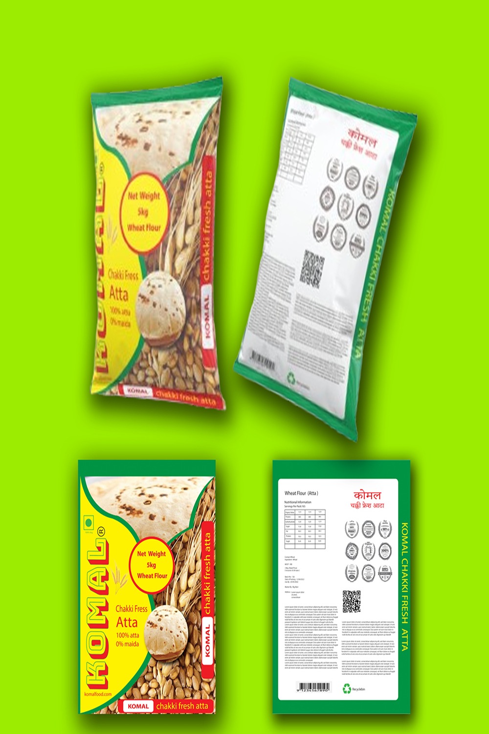 Atta Pouch Packing Design Template pinterest preview image.