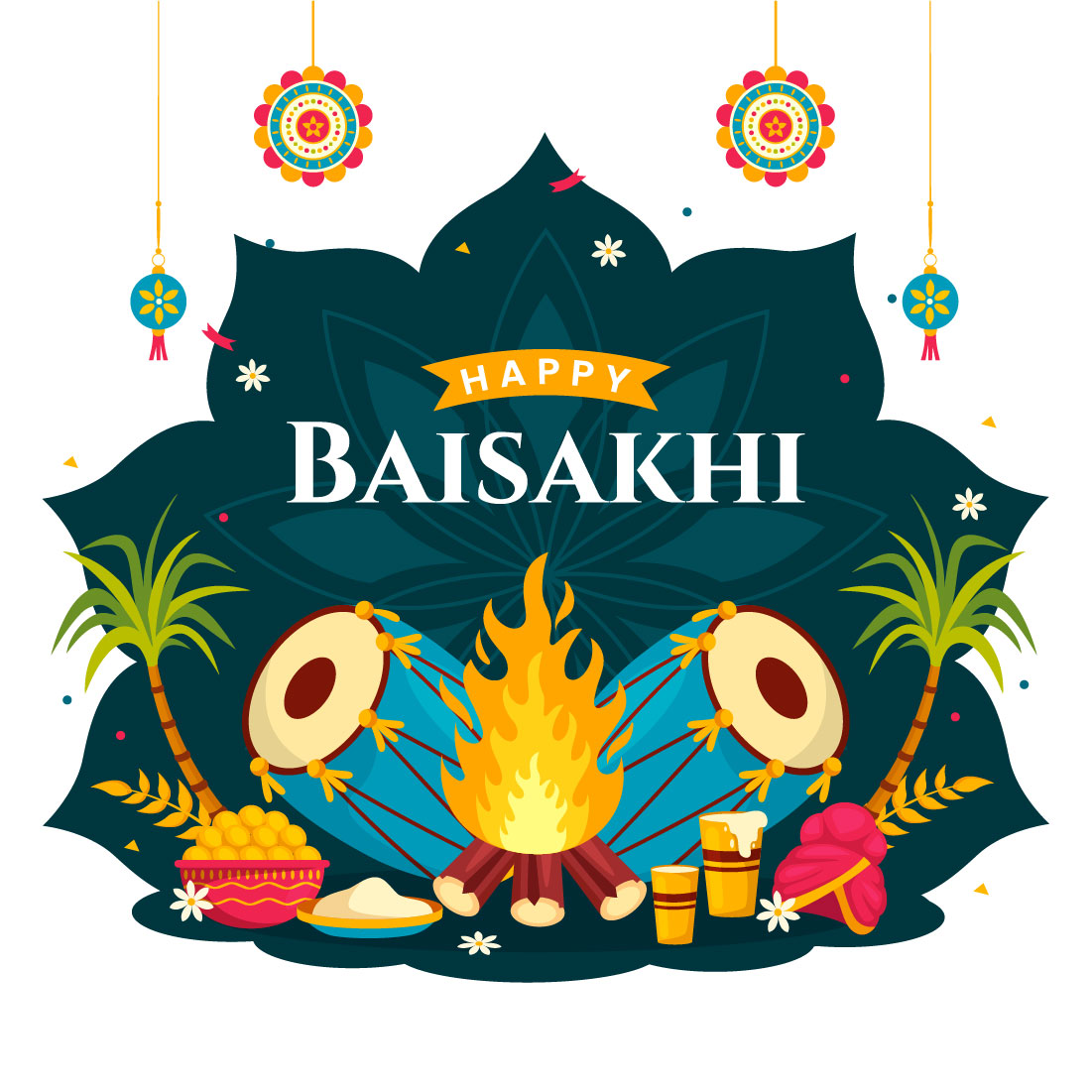 12 Happy Baisakhi Illustration preview image.