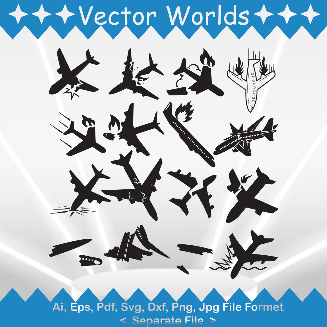 Plane Crash SVG Vector Design cover image.