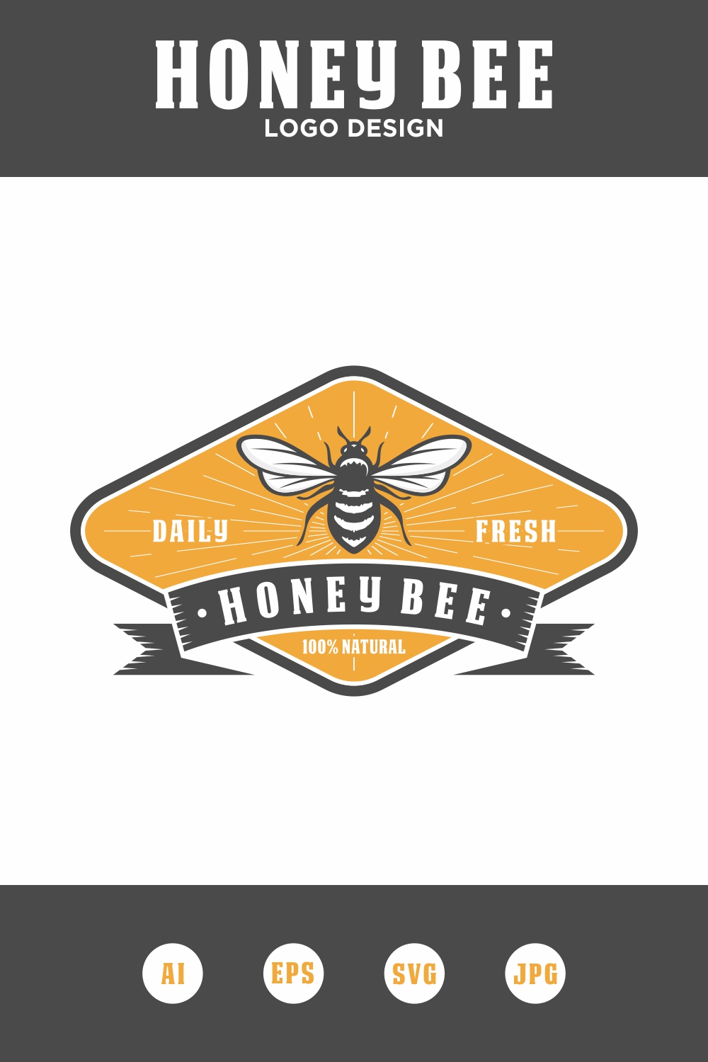 Honey Bee logo design - only 7$ pinterest preview image.