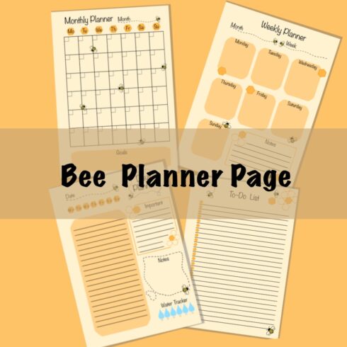 Bee Honey Printable Planner Page cover image.