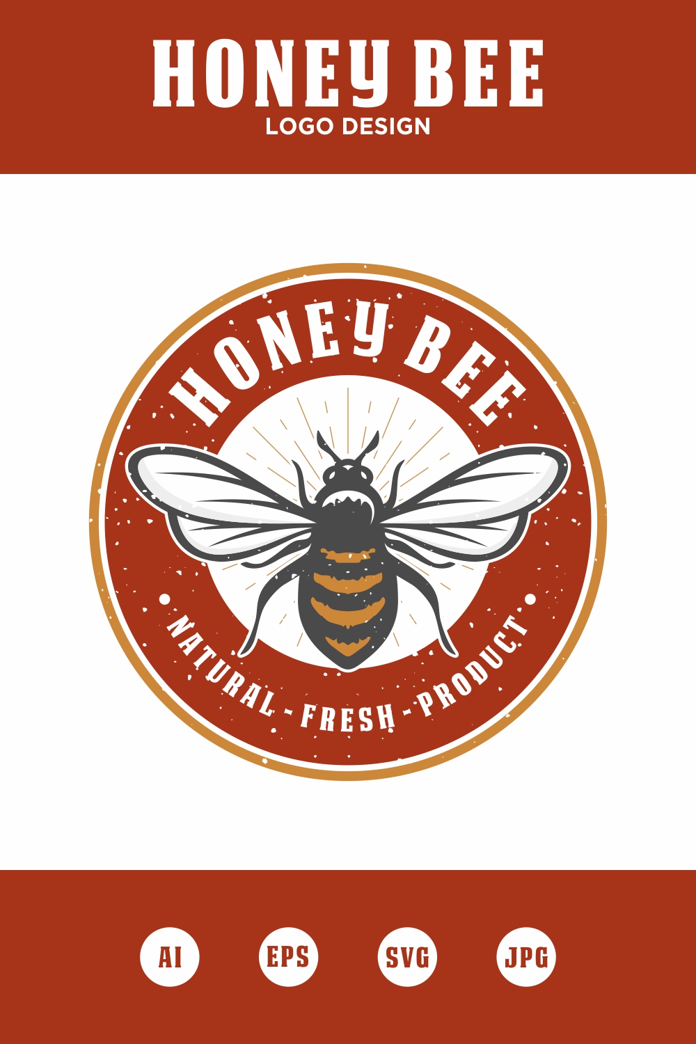 Honey Bee logo design - only 8$ pinterest preview image.