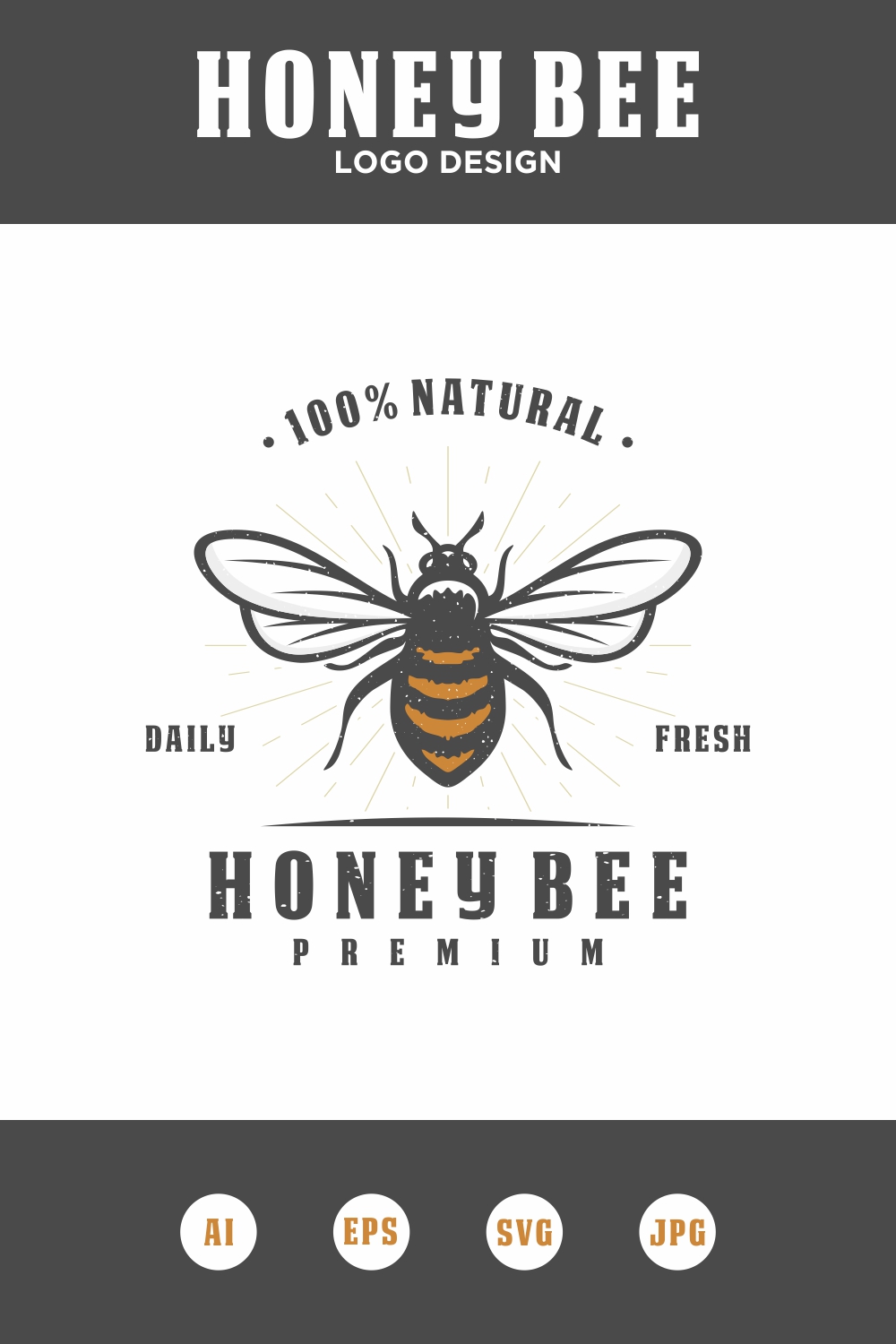 Honey Bee logo design - only 7$ pinterest preview image.