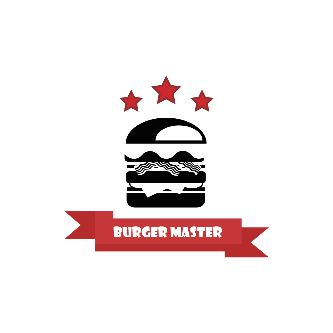 Logo for a burger shop or fast food bar pinterest preview image.
